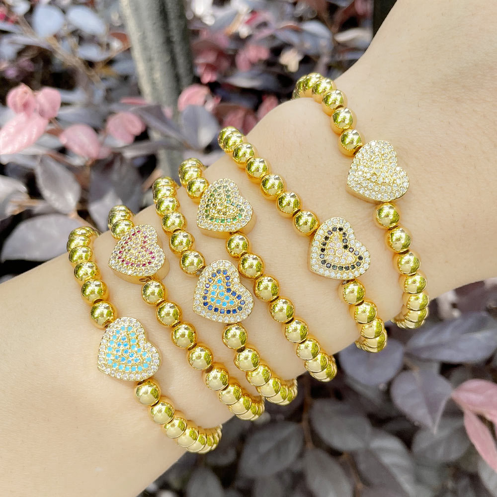 Fashion Copper Heart Shape Bracelet Daily Zircon Copper Bracelets display picture 2