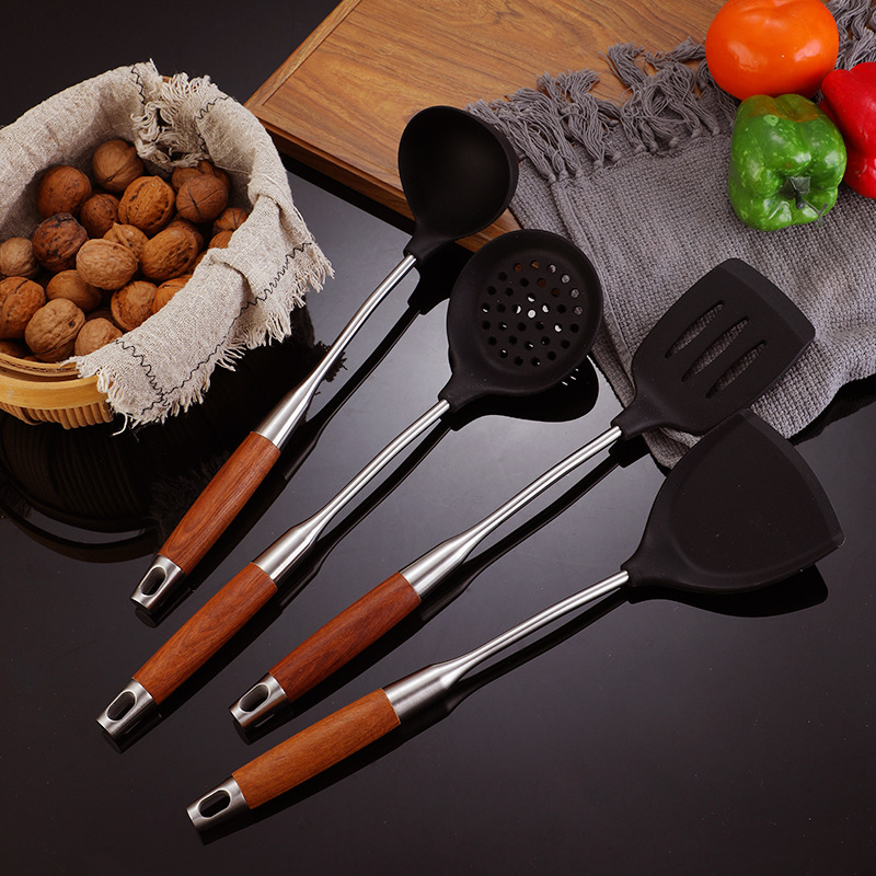 304 stainless steel silicone kitchenware rosewood handle large…