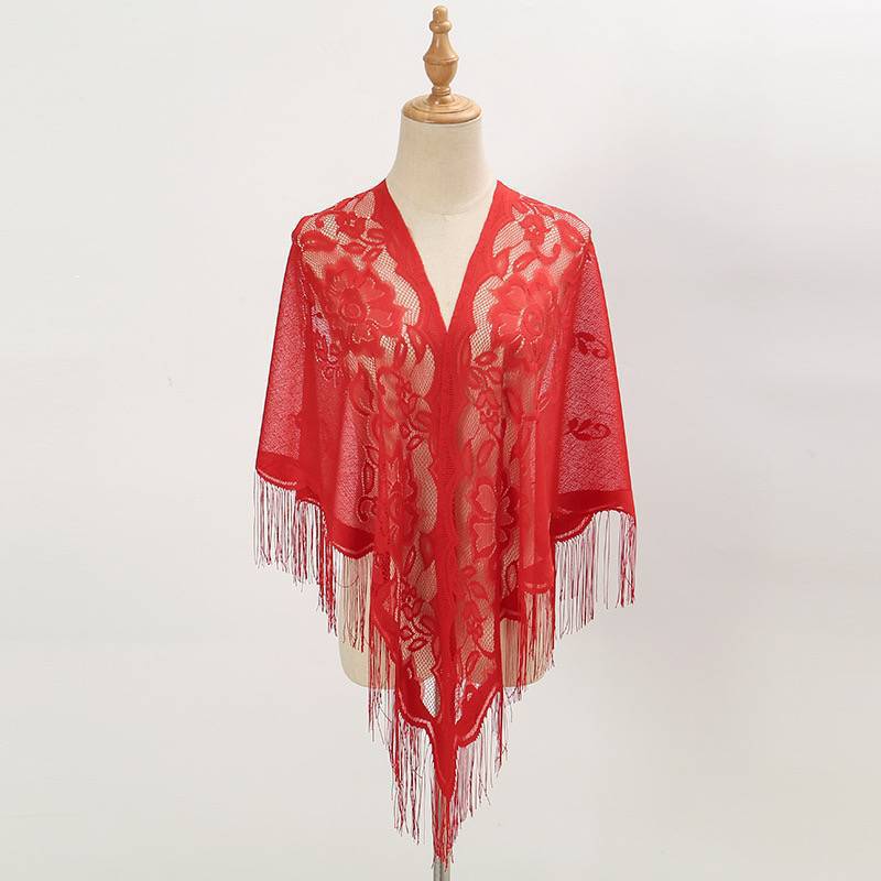 Huakai Zhixia Chaxian borla chal de encaje con cheongsam exterior 2025 nueva camisa de protección solar de rebeca fina de todo fósforo