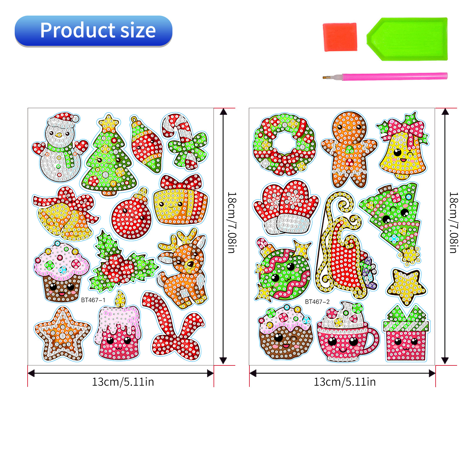 Ventas calientes de decoración de Navidad pintura de diamantes pegatinas DIY aleatorias pegatinas de mural pegatinas hechas a mano cristal brilante