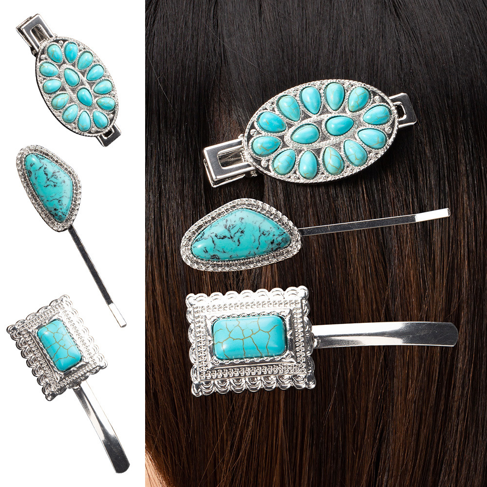 Women's Casual Retro Geometric Alloy Turquoise Plating Hair Clip display picture 27