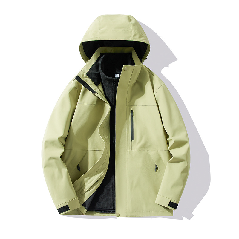 National Standard Jacket for Men and Women Three-In-One Outdoor Winter Fleece Liner Laminated Waterproof Group Mountaineering Jacket