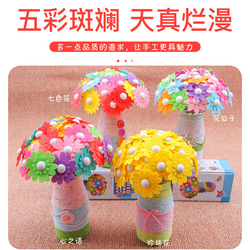 Button Bouquet Handmade DIY Kit Materials for Children Kindergarten March 8th Women's Day Mother's Day Button Art