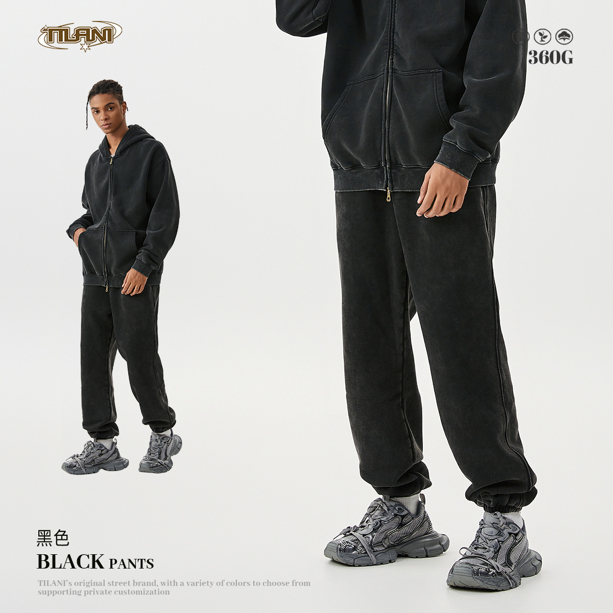 TILANI suéter de los hombres pantalones de chándal traje transfronterizo marca de moda con capucha Otoño e Invierno de lana forrada engrosada conjunto de dos piezas de los hombres