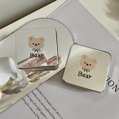 Contact lens case mirror silver bow tie bear Kaida electroplated contact lens companion box cute care double wholesale
