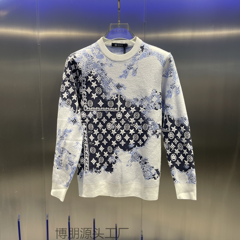 Trendy Casual Crew Neck Knit Sweater for Men 2022 Autumn and Winter New Letter Slim Fit Warm Sweater Fashion