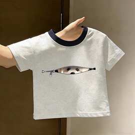2026宝宝卡通洋气短袖上衣男女童夏季新款透气T恤纯棉打底衫潮
