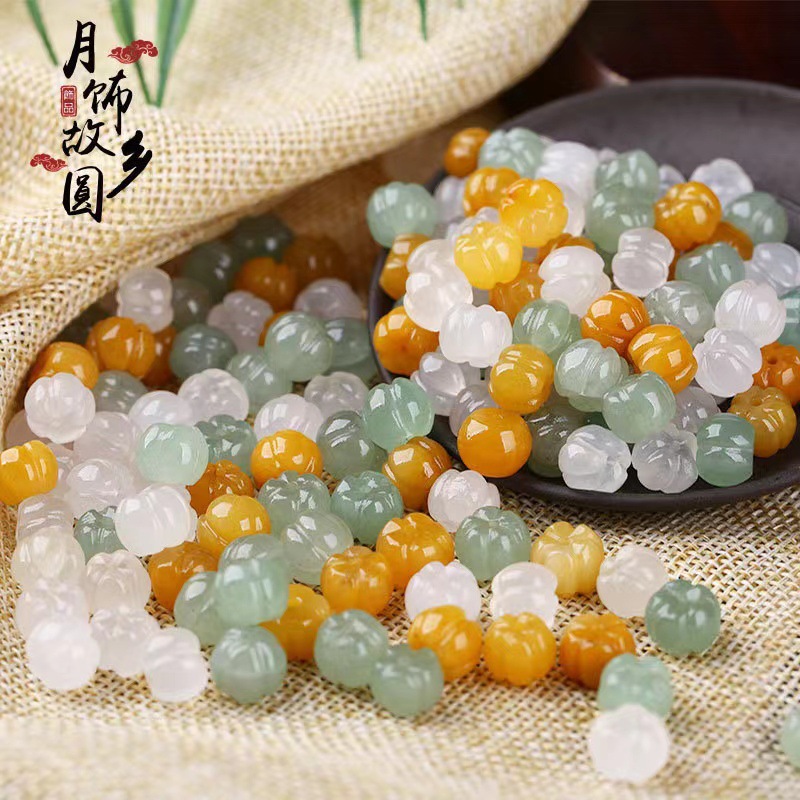 Natural Xinjiang Jade Watkins Pumpkin Loose bead manual DIY Accessories Jewelry Bracelets Earrings Necklace Bracelet wholesale