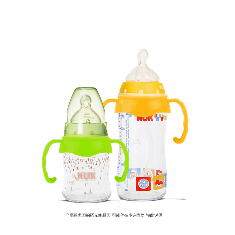 Handle, glass feeding bottle, pen, wide neck