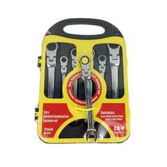 7-piece set of movable head dual-purpose ratchet wrench set with open plum blossom quick machine repair and auto repair wrench 8-19mm