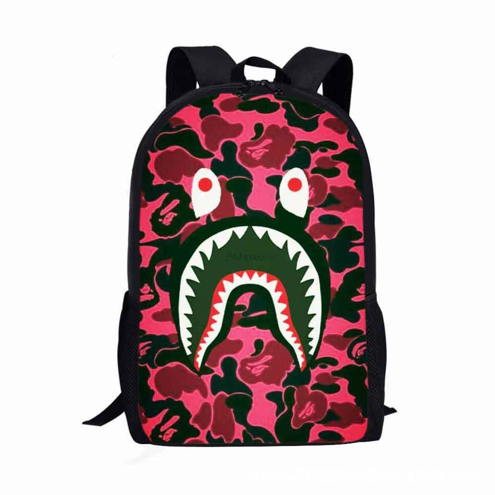 Estudiante de la escuela primaria mochila camuflaje tiburón logotipo imprimible de gran capacidad Mochila para niños mochila de dibujos animados transfronteriza entrega