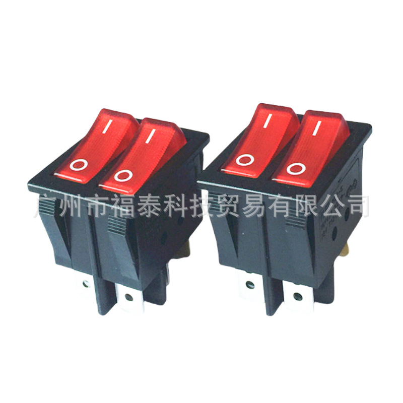 供应RLEIL双联翘板开关、六脚红灯船型开关 KCD4双联船形开关