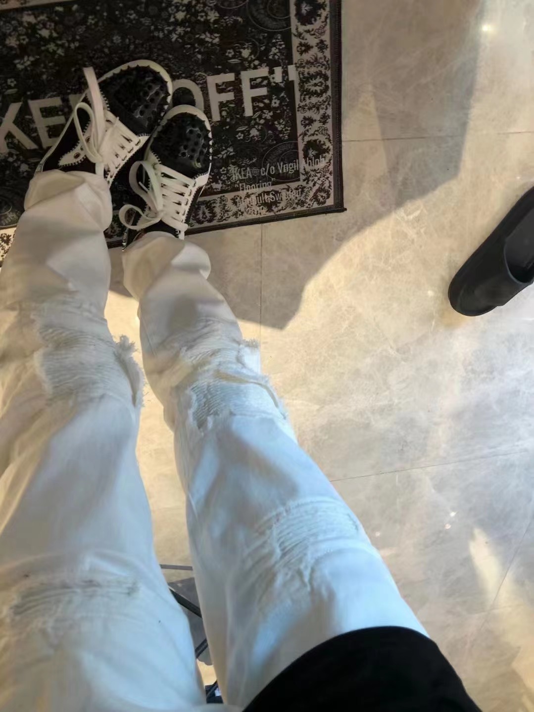 Men's Clothing high street fog style trend hole pleated jeans men and women the same style all match casual all match_voghion.com