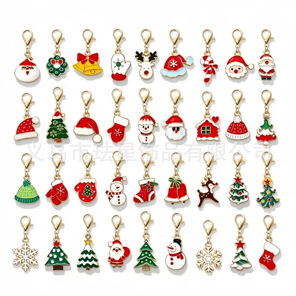 Christmas pendant Santa Claus reindeer Christmas tree universal clasp pendant DIY necklace bracelet earring decoration