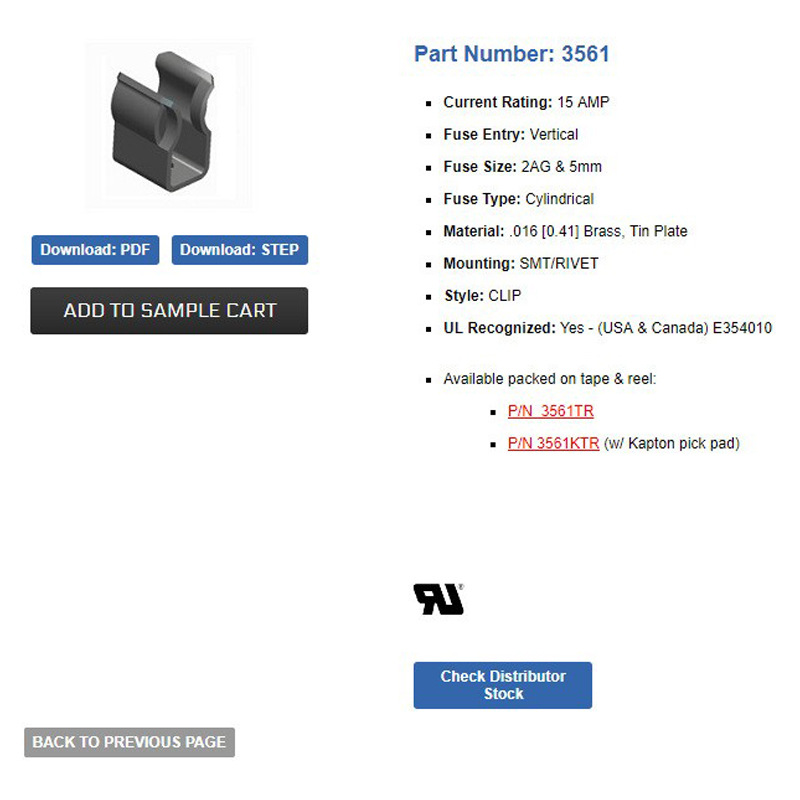 KEYSTONE ELECTRONICS 3561 易安装模块化汽车叶片式保险丝座