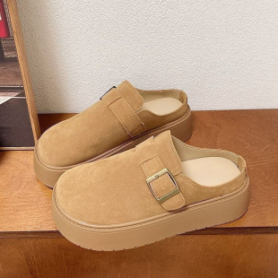 Thick-Soled Baotou Boken Slippers for Women 2025 Spring & Fall New Platform Outer Wear Retro Women's Shoes Casual Slip-On Slippers