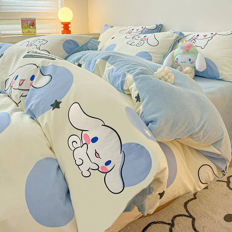 Juego de cama de lana de coral de leche de invierno de cuatro piezas 2024 sábanas nuevas fundas de edredón sábana ropa de cama