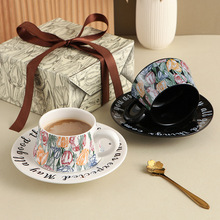 法式中古陶瓷咖啡杯套装杯碟礼盒 ins风高颜值家用轻奢红茶奶茶杯