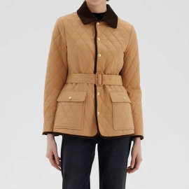 工厂中空保暖复古菱格轻薄棉服2025冬季新款通勤休闲棉衣短外套女