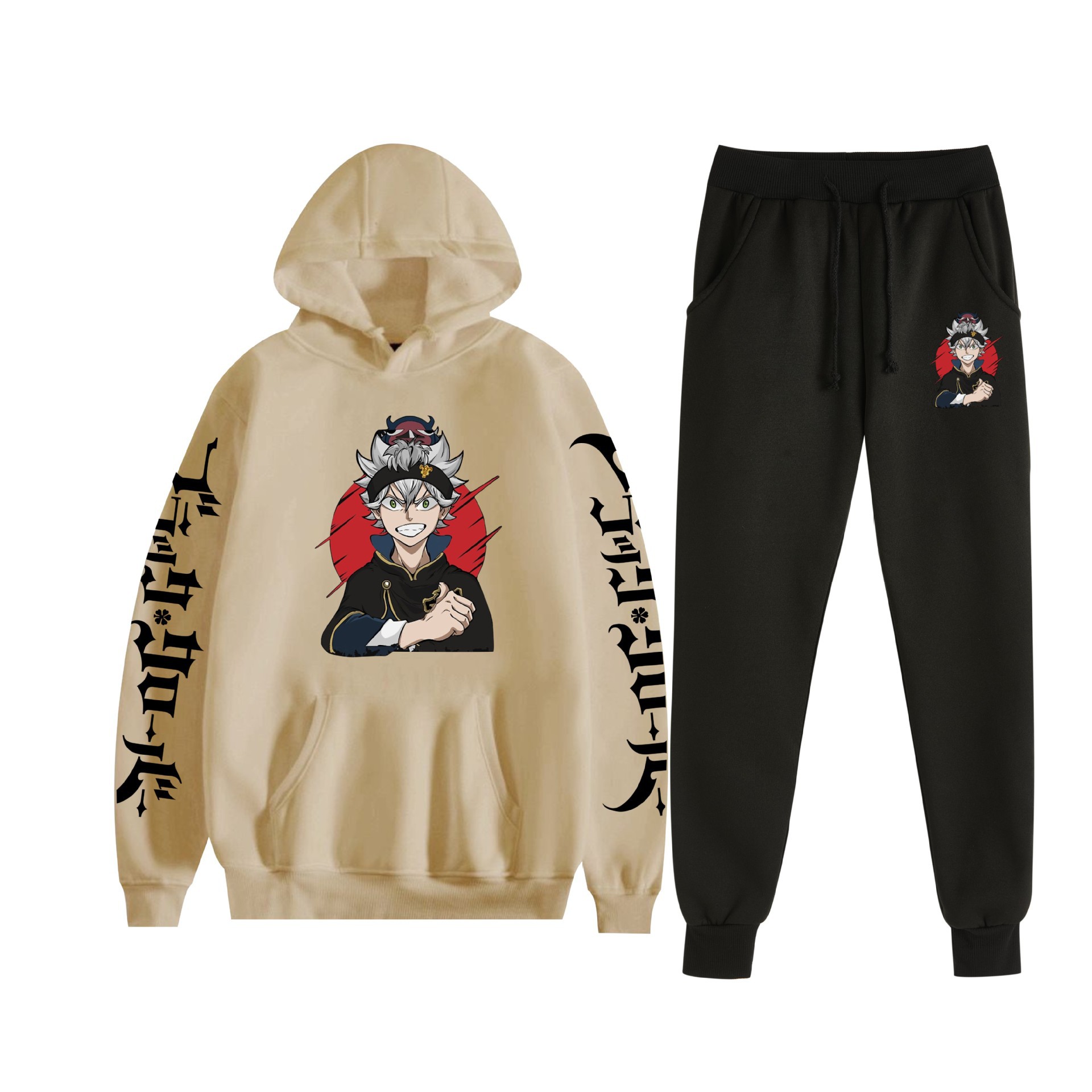 Comercio exterior nuevo estilo riman black trébol de cuatro hojas-Black Clover suéter con capucha corsés traje de dos piezas