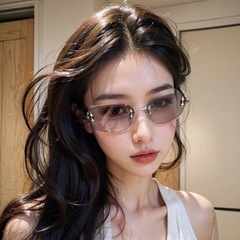 网红Y2K辣妹风无框太阳镜女高级感小框墨镜跨境欧美潮流太阳眼镜