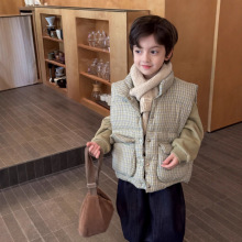 邦诚儿童马甲2025新款冬季男女童格子棉马夹宝宝无袖背心外穿批发