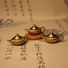 黄铜小铜器摆件金属铜工艺品办公室茶道茶具纯铜把把壶创意铜艺