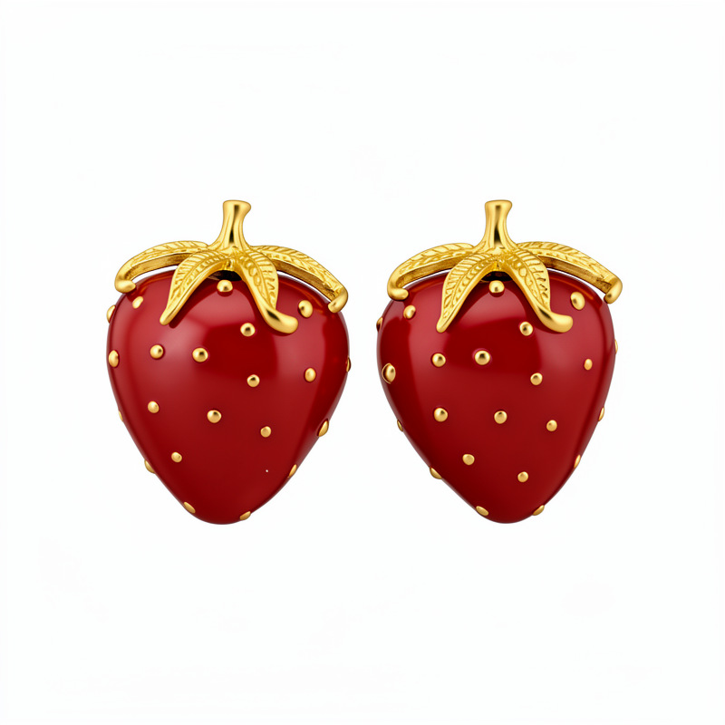 Medieval vintage aguja de plata goteando aceite pernos de fresa estilo retro aretes de aretes de lujo ligero de alta calidad aretes