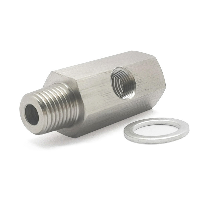 Adaptador hidráulico de tres vías con rosca interna y externa de 1/4NPT a orificio lateral de 1/8NPT para coche, conector de tubería de suministro de aceite para turbocompresor