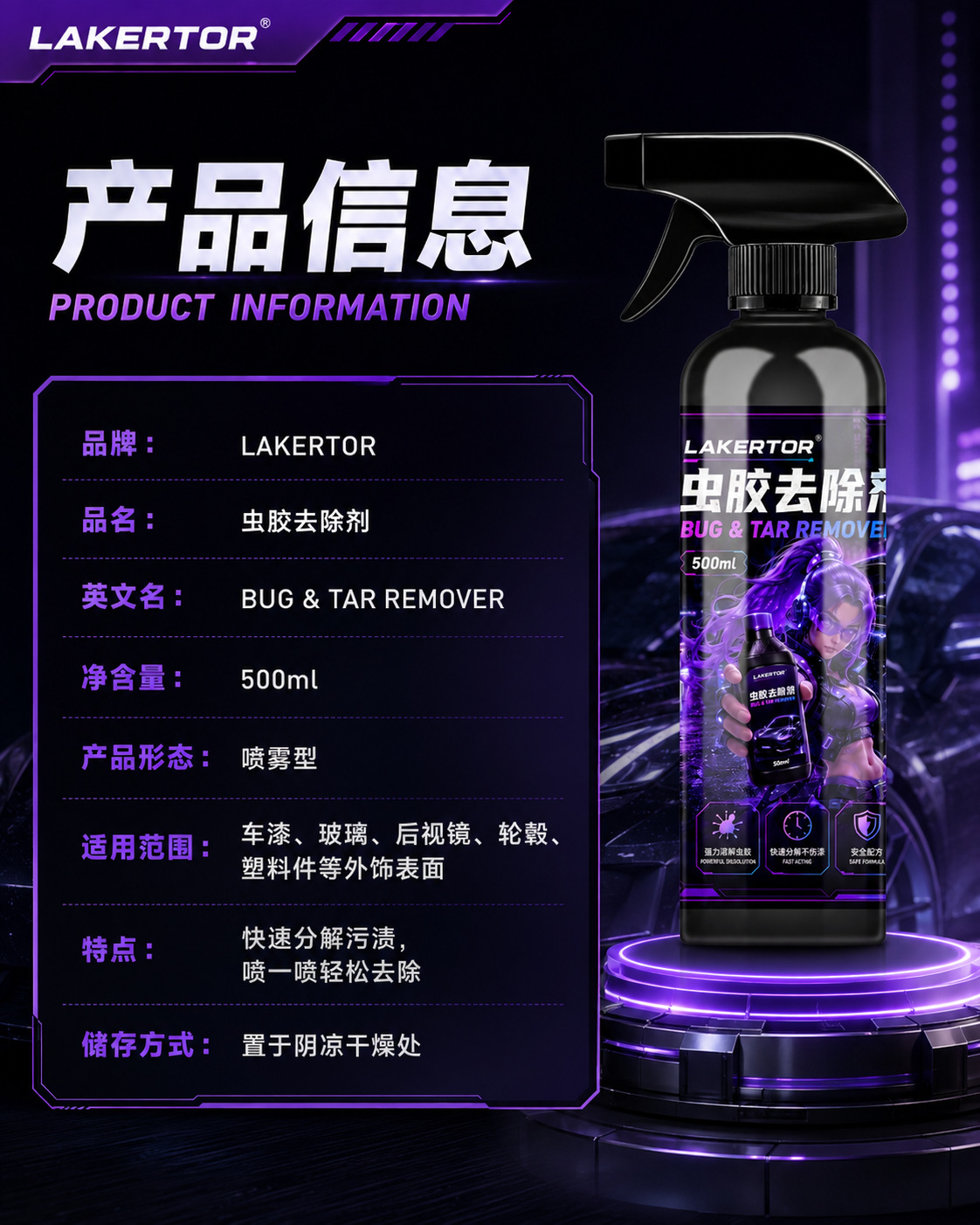 Lakertor Shellac Remover Car Cleaner Oil Film Remover Car Wash Liquid Maintenance Agent