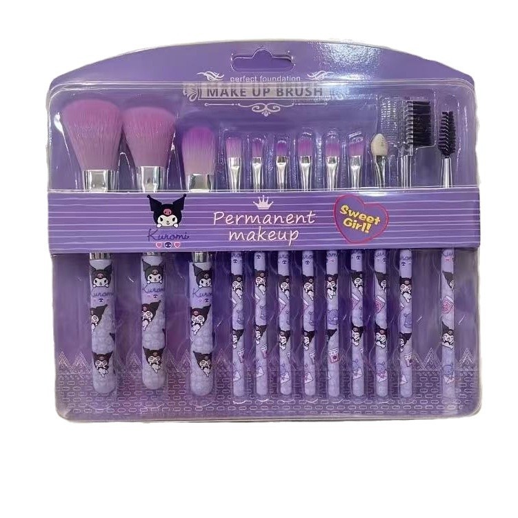 Estilo explosivo transfronterizo de alta calidad 12 nuevos pinceles de maquillaje de dibujos animados súper lindos Kulomi, pinceles sueltos, pinceles para sombras de ojos