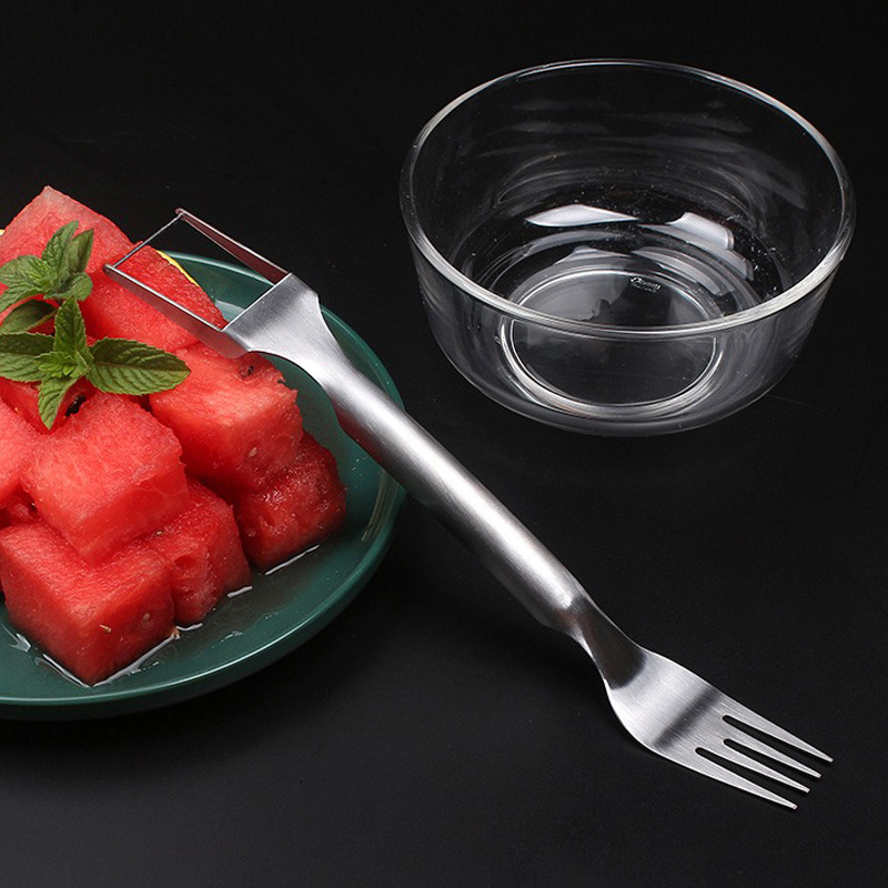 Sandía corte verano sandía corte bloque artefacto cortador Acero inoxidable fruta cuchillo comer melón dados bandeja de fruta