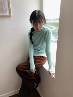 Yienou inbyin solid color turtleneck knitted base shirt for women with autumn and winter 2023 new slim long-sleeved top