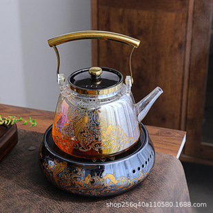 Tea Maker Tea Set suit Glass Teapot Internet Celebrating Household Automatic Steam Tea Boiling Stove Kettle Electric Ceramic Stove
