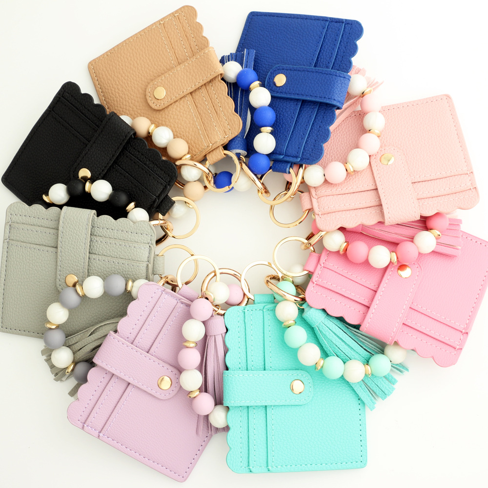 98g Weight Keychain Classification 1 Piece Quantity Holiday, Daily Occasion Pu Leather Material Sunflower, Solid Color, Leopard Pattern Beaded, Tassel Design Casual, Ethnic Style Style 1 Piece Casual Ethnic Style Sunflower Solid Color Leopard Pu Leather Beaded Tassel Keychain 4
