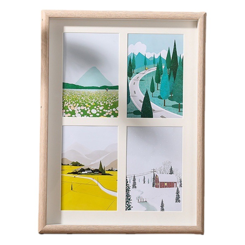 Expositor de fotos de estilo nórdico, combinación hueca, 6 pulgadas, juego de dos, tres o cuatro marcos, marco de fotos infantil, montaje en pared, venta al por mayor, tridimensional, estilo ins.