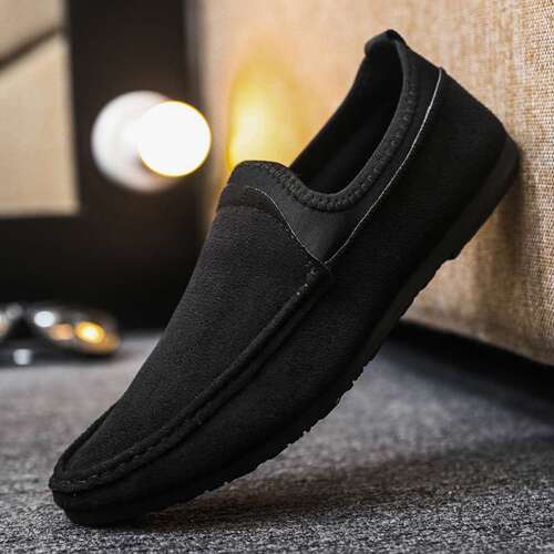 Casual thin, all-matching waterproof leather surface, simple thick sole and soft leather, senior men's Lok Fu people-in shoes, step on to work