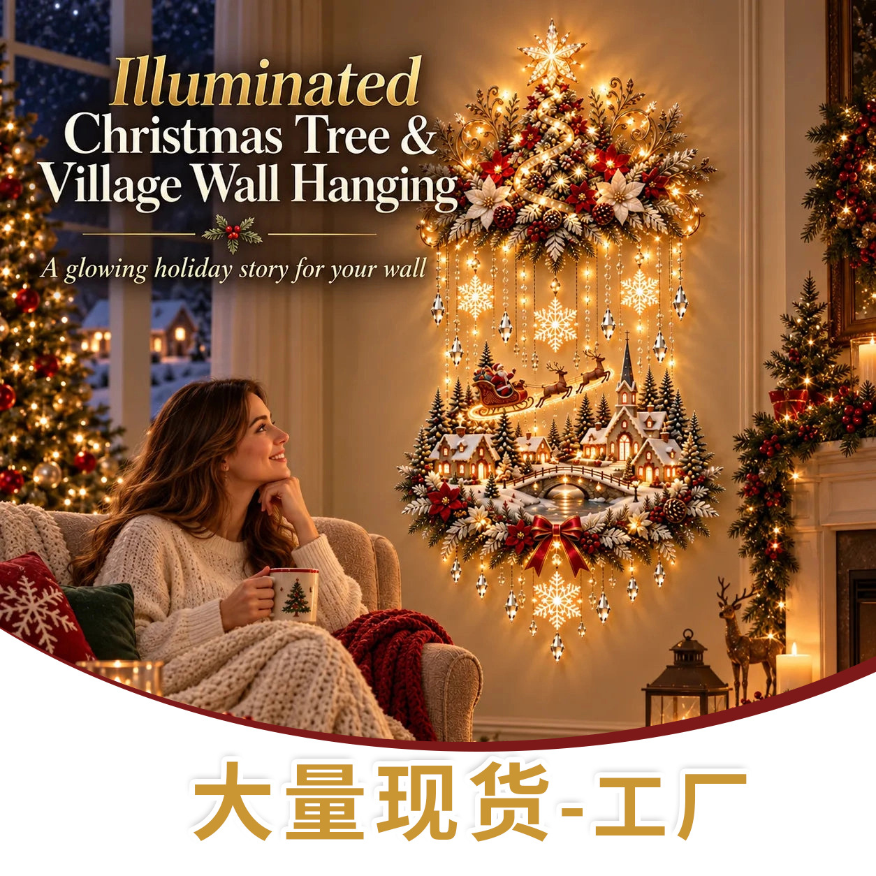 Decoración de Pared Luminosa del Nacimiento de Acrílico para Navidad