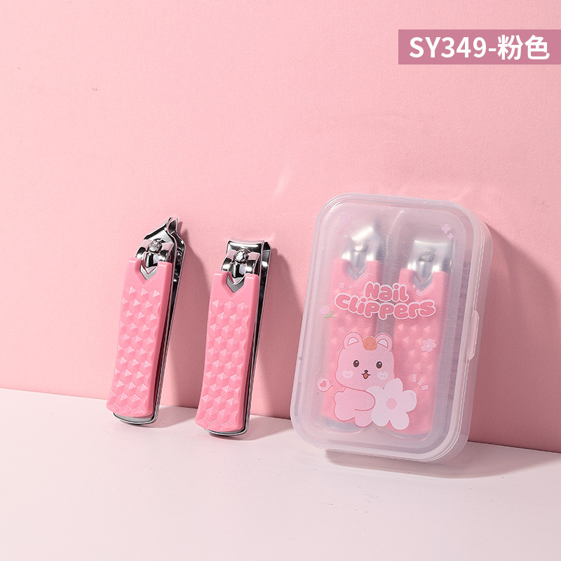 Juego de cortaúñas de acero inoxidable de dibujos animados LMLTOP cortaúñas portátiles de boca oblicua plana SY349