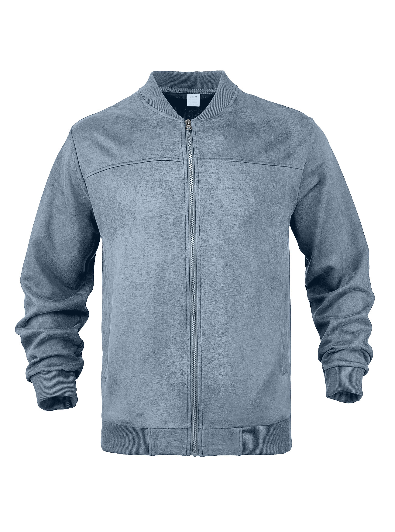 Transfronterizo nuevo Amazon gamuz hombre chaqueta de vuelo con cremallera europea y americana diseño de empalme de color sólido chaqueta simple