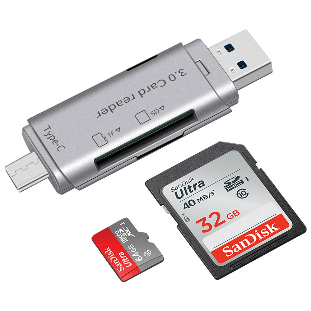 Новый USB3.0 Type-C кардридер для SD/TF, двойной разъём, универсальное 2-в-1 — для компьютера и телефона