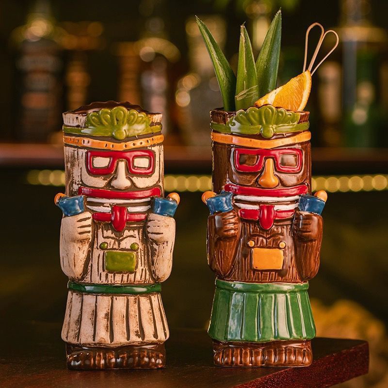 Estilo extraño Hawaiian Tiki Cup Tiki Cup Cocktail Glass Glass Ceramic Frosted Glass Drinking Glass Ideas