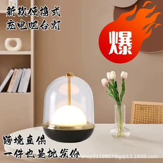 跨境批发透明灯罩太空舱餐厅吧台小夜灯充电触摸感应氛围灯北欧风