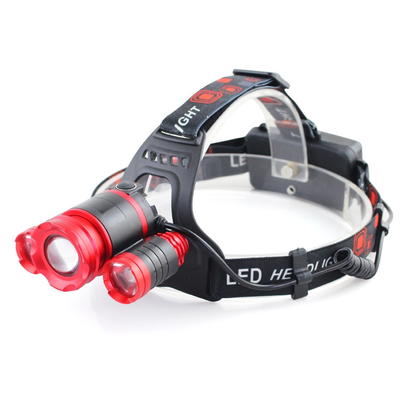 Procesamiento de faros de luz fuerte personalizados T6USB faros de inducción de carga de alta potencia zoom telescópico 3led faros de pesca nocturna image 2