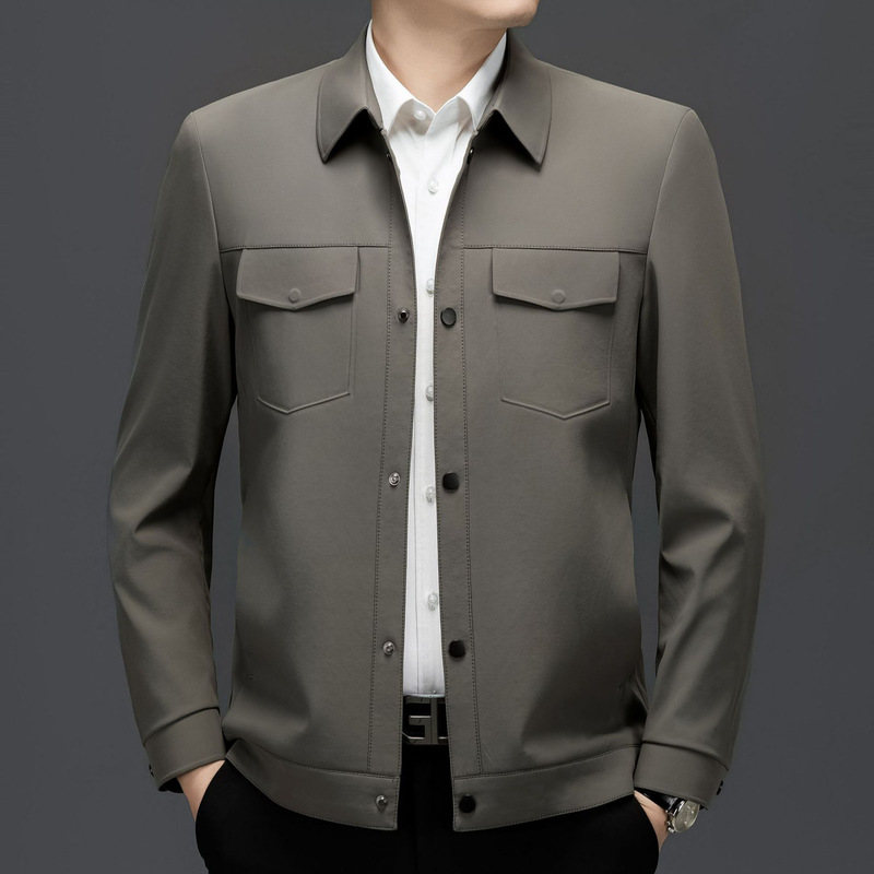 Autumn and Winter Lapel Jacket for Men, Business Casual, Middle-Aged Fashion, Loose Fit, Dad Style, Leader's Retro Coat, Zhongshan Style Autumn and Winter Lapel Jacket for Men, Business Casual, Middle-Aged Fashion, Loose Fit, Dad Style, Leader's Retro Coat, Zhongshan Style