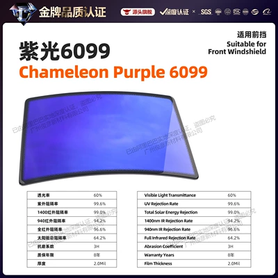 Car Window Glass Insulation Film, Automotive Film - 152m-17m-front-block-size-purple-light-6099