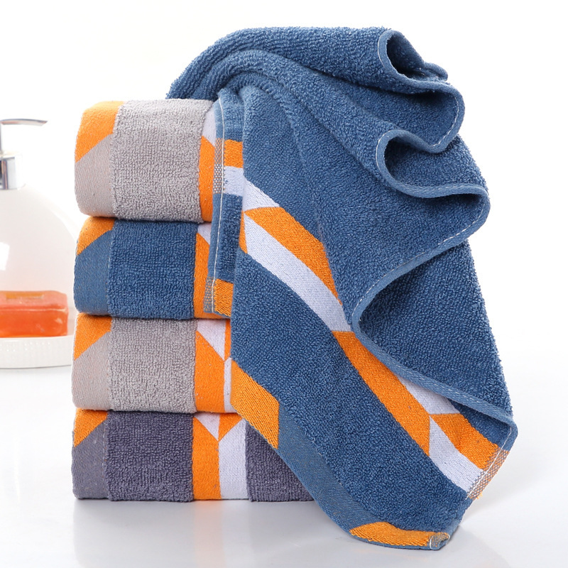 Factory wholesale pure cotton household towel geometric dot pattern design easy to absorb water adult comfortable cleansing face washing