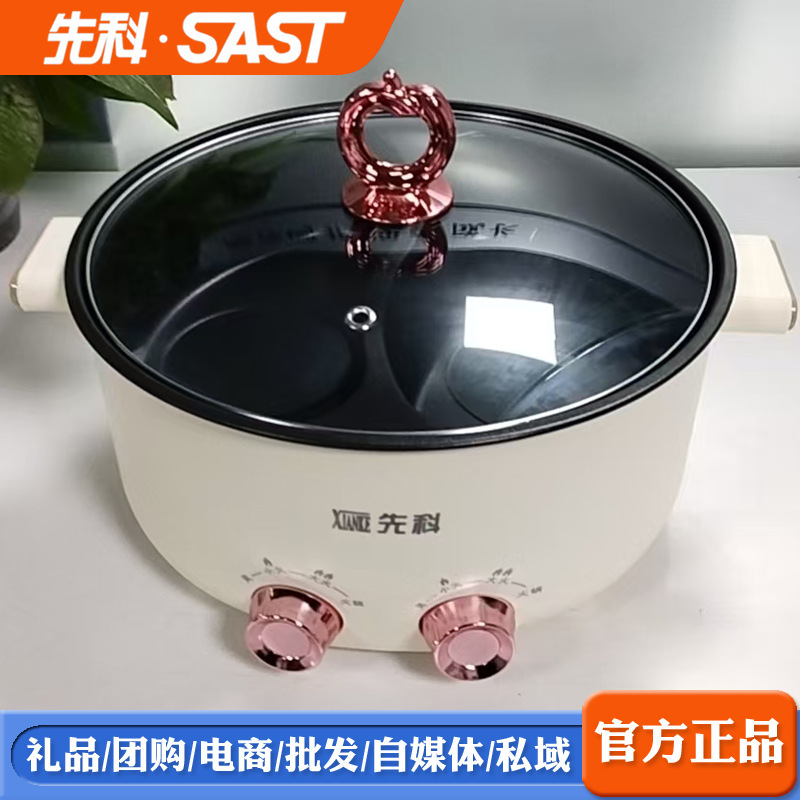 先科鸳鸯锅电火锅家用大容量电热火锅多功能一体锅小型双控电煮锅|undefined