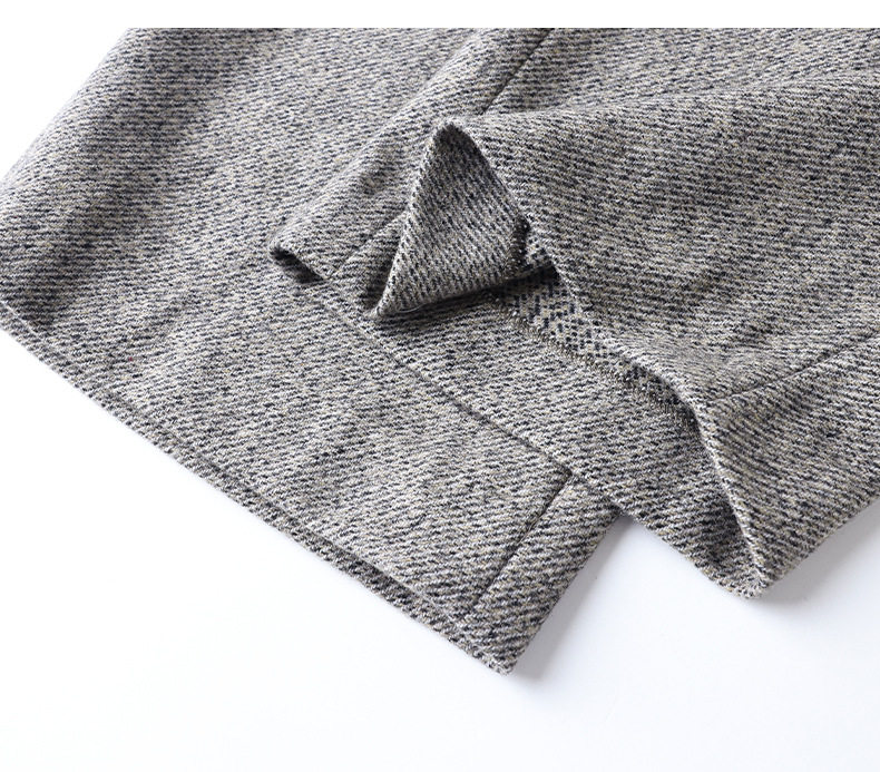 Quần tây nữ ống rộng cạp cao chất liệu len pha polyester, màu trơn, dáng rủ tôn dáng, giữ ấm — Màu ảnh chi tiết 16