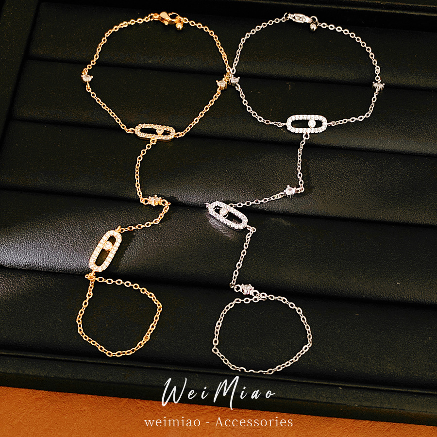 Zircon elíptico una sola pulsera de estilo in-viento pulsera de dedo de moda nicho de diseño sensación de joyería al por mayor